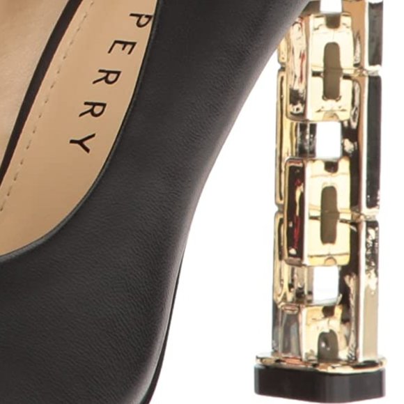 KATY PERRY "The Suzanne"  Black Gold High Heels Pumps Statement Shoes Size 6 NEW - Picture 2 of 8